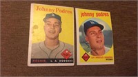 Johnny Podres 1958 and 59 topps vintage baseball