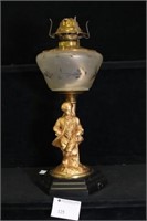 Figural Stem Composite Oil Lamp