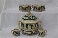 German Pottery Punch Set