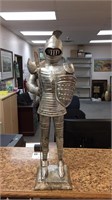 MEDIEVAL KNIGHT STATUE METAL OVER 2' TALL