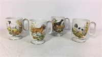 Set of 4 vintage hunting dog mugs