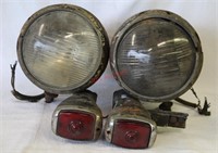 4 pcs. Antique Headlights & Taillights