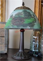Handel Style Reverse Painted Glass Shade Lamp