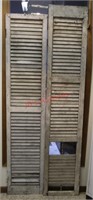 Mismatched Pair of Antique Wooden Shutters
