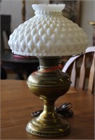 Antique Brass Lamp w/ Milk Glass Shade