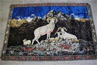 Vintage Handwoven Mountain Goat Wall Tapestry
