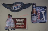 Lot of 3 Vintage Beer Advertising Metal Signs