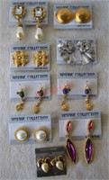 Lot of 9 Pairs Costume Earrings - Clip & Posts