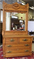 Antique Eastlake Circle Dovetail Dresser w/ Mirror