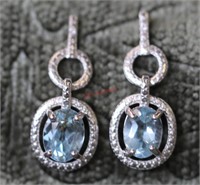 Platinum & Sterling Sky Blue Topaz Earrings