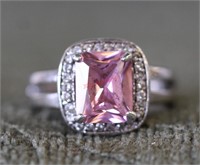 Sterling Silver Pink Stone Ring