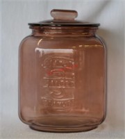 Pink Glass Counter-top Peanut Jar w/ Lid