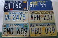 Lot of 6 Vintage Kansas License Plates