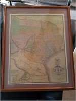 A- FRAMED 1836 MAP OF TEXAS