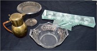 Household Lot / Silver Overlay Bowl, Brass Pitcher