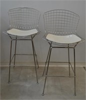 Pair ZUO Leatherette Chrome Wire Bar Chairs
