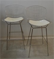 Pair ZUO Leatherette Chrome Wire Bar Chairs