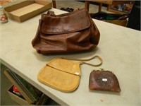 VINTAGE LEATHER PURSES AND COIN PURSE