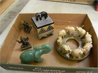ELEPHANT FIGURINE-JADE?, ELEPHANT TRINKET BOX