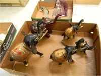 METAL BLACK & GOLD ELEPHANT FIGURINES- INDIA