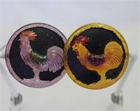 Lot of 4 Rooster hatpins with black backgrounds
