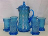 Concave Diamonds 14 pc. water set - celeste blue