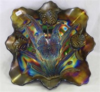 Carnival Glass Butterfly & Tulip square shaped ftd