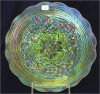 Carnival Glass Rose Show 9" plate - ice green