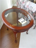 Oval Wood & Glass Side Table