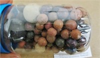 Jar of Antique Clay Marbles ~ Small & Large