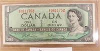 1954 Canada $1 Banknote