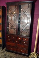 Antique 7.5' Mahogany 10 Drawer 2 Door Bookcase