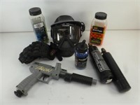 Large Lot of Paintball Accessories, Gun