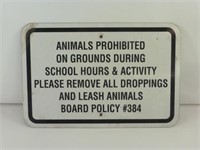 Animal Prohibited Sign - Metal