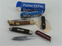 6 Pocket Knives: Purina, Niacin, Swiss Army
