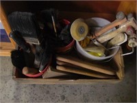 Paint Brushes,Etc in Wooden Box