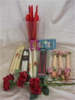 Taper Candles with Roses