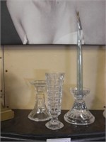 Crystal Candle Holders with Glass Candle
