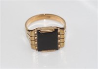 Vintage 9ct rose gold and onyx ring
