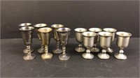 Lot of pewter and silver plated glasses