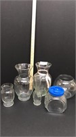 Lot of clear glass vases