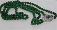 Double strand green stone necklace