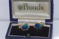9ct yellow gold and opal screw-back earrings