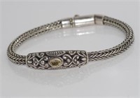 Silver bracelet set with citrine