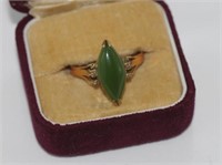 Vintage 18ct rose gold and green stone ring