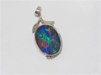 Silver and good colour opal pendant
