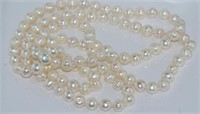 Long white freshwater pearl necklace