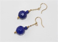 Facetted lapis lazuli earrings on 9ct gold hooks