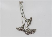 Art Nouveau style sterling silver flower pendant