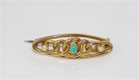 14ct yellow gold, pearl & turquoise brooch